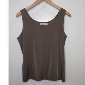 CHICO'S Easywear Tank Top Taupe Brown Size 2 Sleeveless Travel Knit Basic